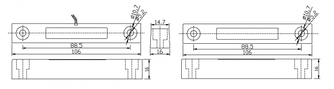 Surface-mounted Magnetic Sensor in zinc-alloyed material with  gap of 40-60MM  for Metal Door