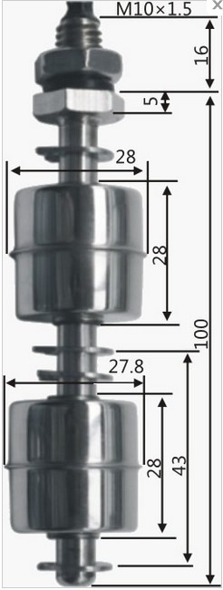 stainless steel float level switch Ideal for water or other liquid with PH-/PH+
